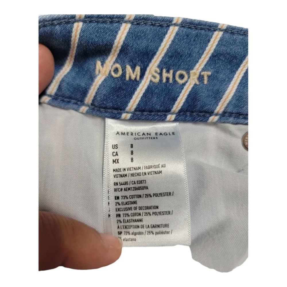 American Eagle Striped Mom Shorts Size 8‎ Blue White Summer Vacation Preppy